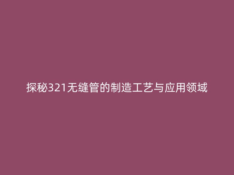 探秘321無(wú)縫管的制造工藝與應(yīng)用領(lǐng)域