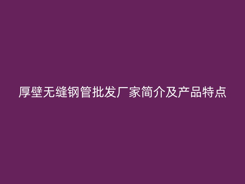 厚壁無縫鋼管批發(fā)廠家簡(jiǎn)介及產(chǎn)品特點(diǎn)
