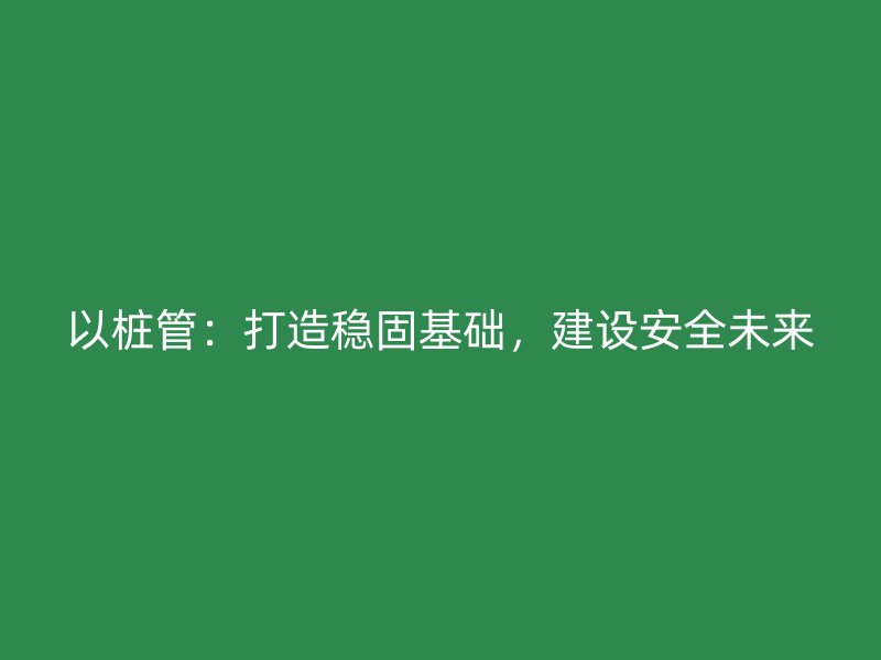 以樁管：打造穩(wěn)固基礎(chǔ)，建設(shè)安全未來