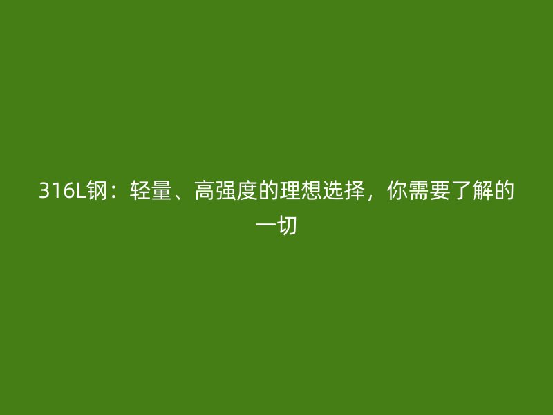 316L鋼：輕量、高強度的理想選擇，你需要了解的一切