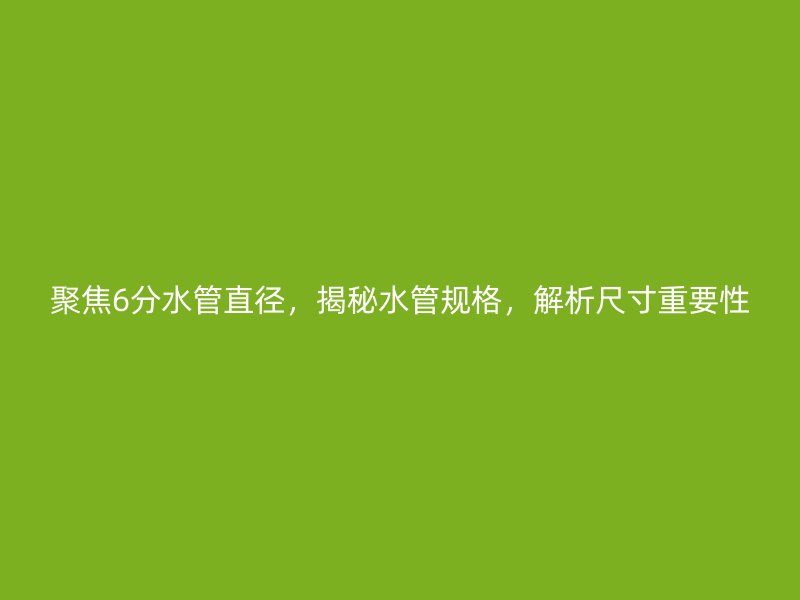 聚焦6分水管直徑，揭秘水管規(guī)格，解析尺寸重要性