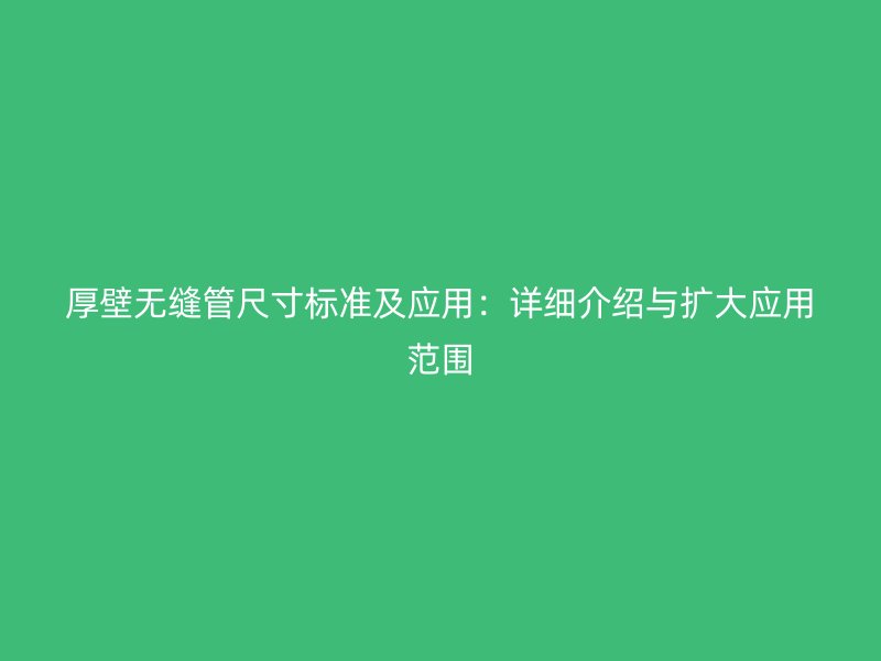 厚壁無縫管尺寸標(biāo)準(zhǔn)及應(yīng)用：詳細(xì)介紹與擴(kuò)大應(yīng)用范圍